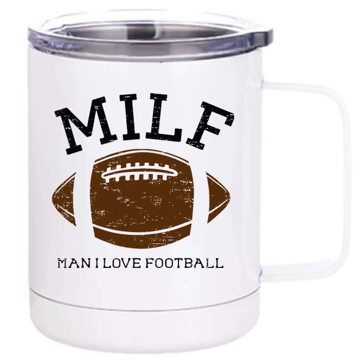 Retro Milf Man I Love Football Vintage Football Season Front & Back 12oz Stainless Steel Tumbler Cup