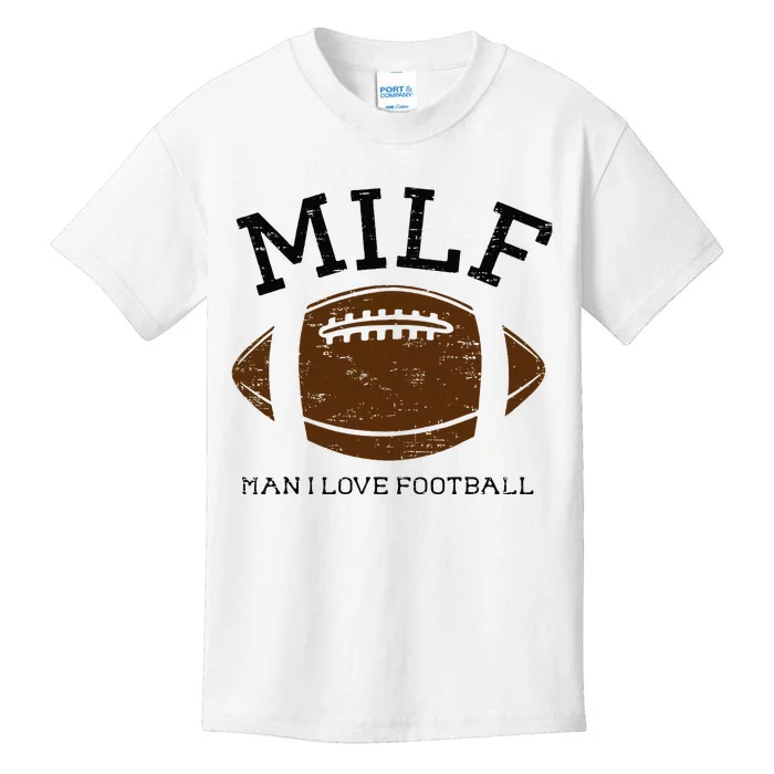 Retro Milf Man I Love Football Vintage Football Season Kids T-Shirt