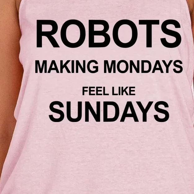 Robots Making Mondays Feel Like Sundays Women's Knotted Racerback Tank