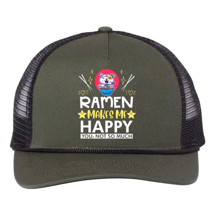 Ramen Makes Me Happy You Not So Much Retro Rope Trucker Hat Cap