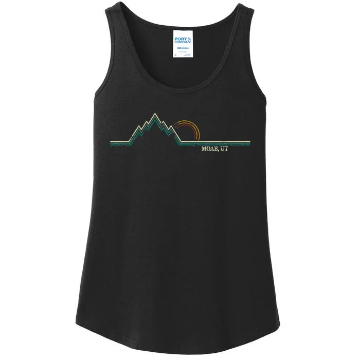 Retro Mountains Moab Utah Summer Hiking Ladies Essential Tank