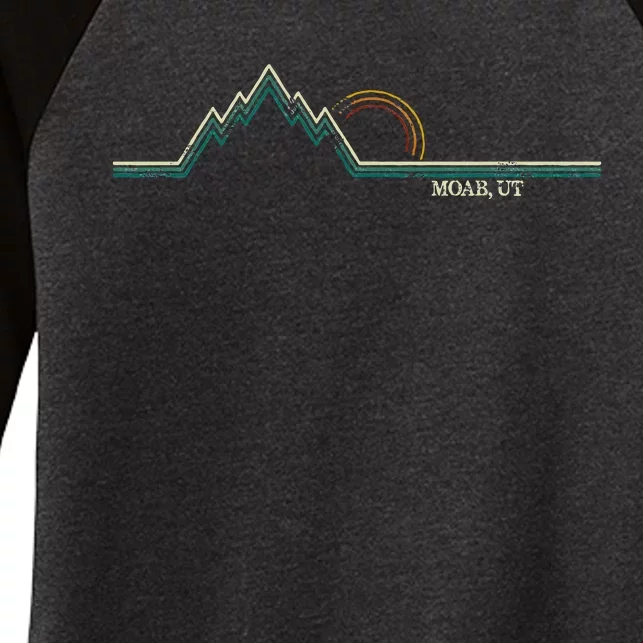 Retro Mountains Moab Utah Summer Hiking Women's Tri-Blend 3/4-Sleeve Raglan Shirt