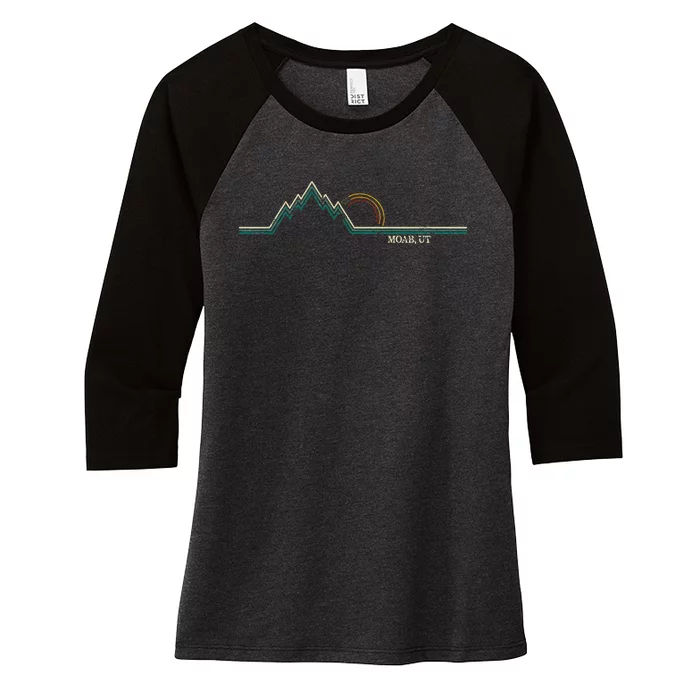 Retro Mountains Moab Utah Summer Hiking Women's Tri-Blend 3/4-Sleeve Raglan Shirt