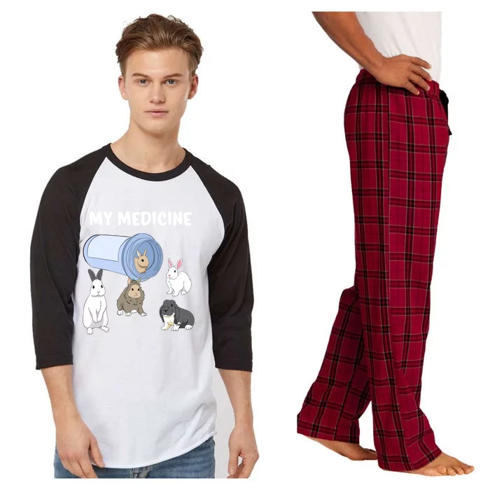 Rabbit My Medicine Bunny My Medicine Great Gift Raglan Sleeve Pajama Set