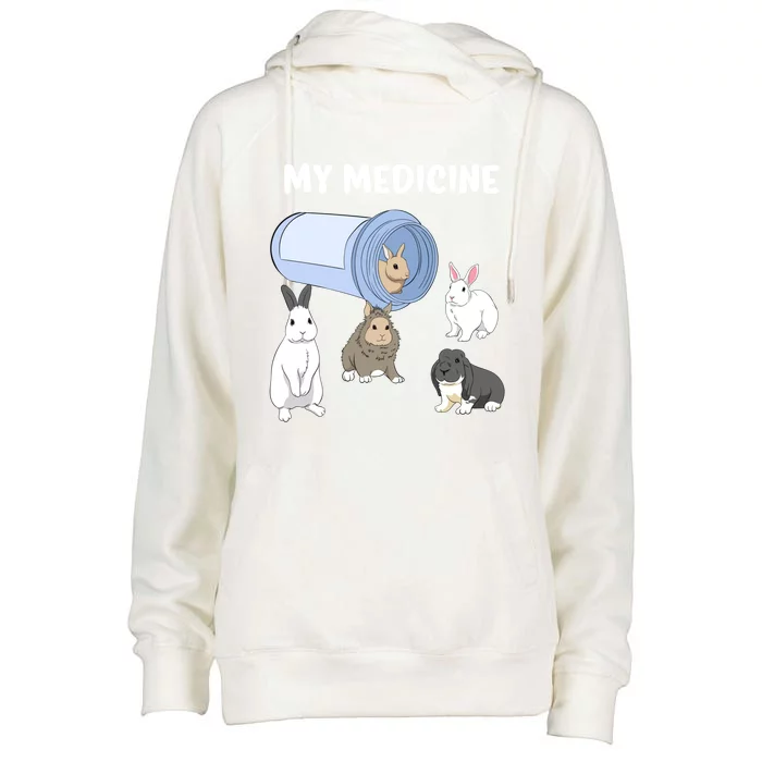 Rabbit My Medicine Bunny My Medicine Great Gift Womens Funnel Neck Pullover Hood