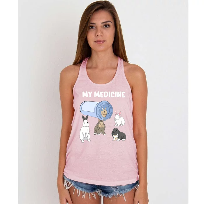 Rabbit My Medicine Bunny My Medicine Great Gift Women's Knotted Racerback Tank