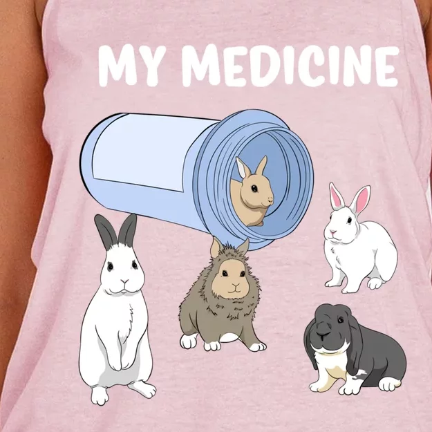 Rabbit My Medicine Bunny My Medicine Great Gift Women's Knotted Racerback Tank