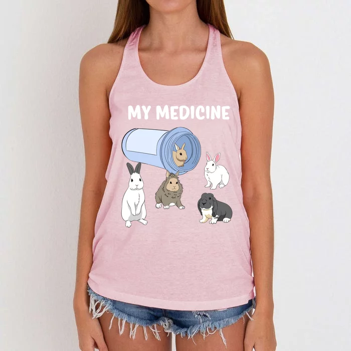 Rabbit My Medicine Bunny My Medicine Great Gift Women's Knotted Racerback Tank