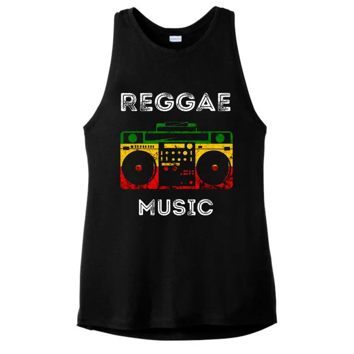 Reggae Music Musicbox Boombox Rastafari Roots Rasta Reggae Ladies Tri-Blend Wicking Tank