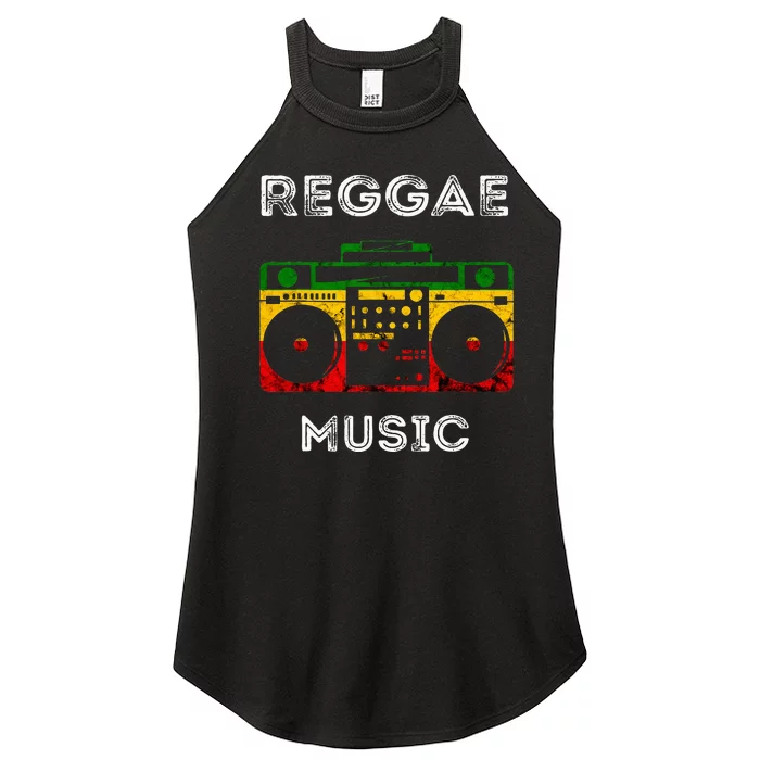 Reggae Music Musicbox Boombox Rastafari Roots Rasta Reggae Women’s Perfect Tri Rocker Tank