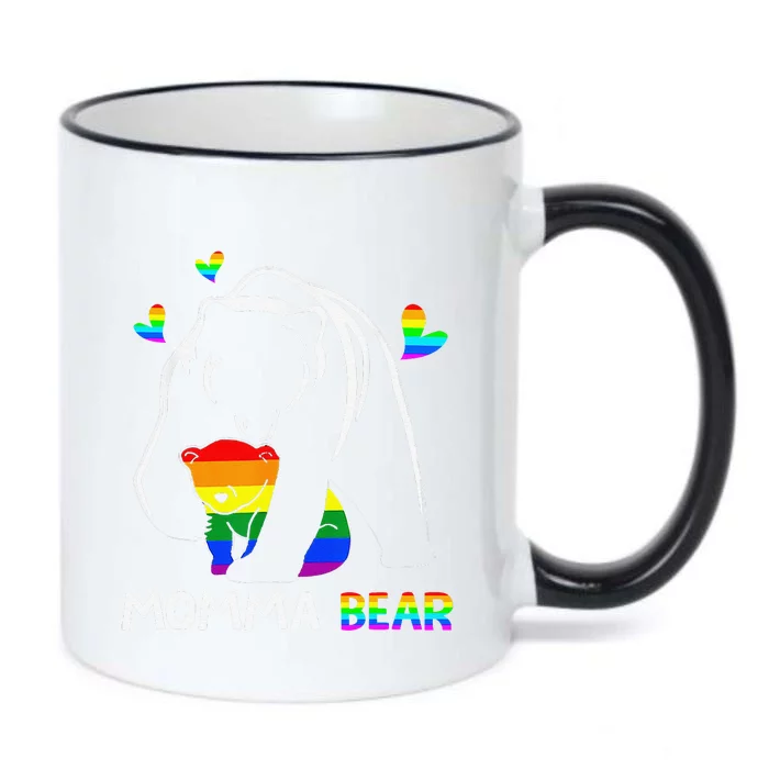 Rainbow Mamy Mama Bear Hug Love Support Parent Lgbt Pride Black Color Changing Mug