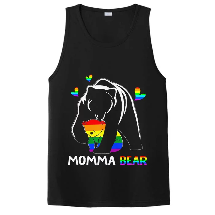 Rainbow Mamy Mama Bear Hug Love Support Parent Lgbt Pride Performance Tank