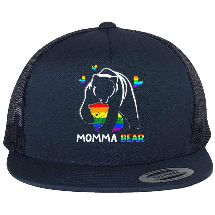 Rainbow Mamy Mama Bear Hug Love Support Parent Lgbt Pride Flat Bill Trucker Hat