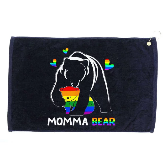 Rainbow Mamy Mama Bear Hug Love Support Parent Lgbt Pride Grommeted Golf Towel