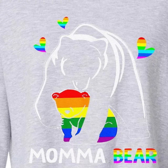 Rainbow Mamy Mama Bear Hug Love Support Parent Lgbt Pride Cropped Pullover Crew