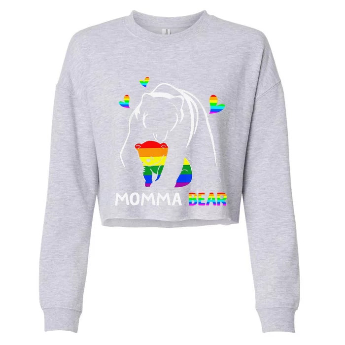 Rainbow Mamy Mama Bear Hug Love Support Parent Lgbt Pride Cropped Pullover Crew