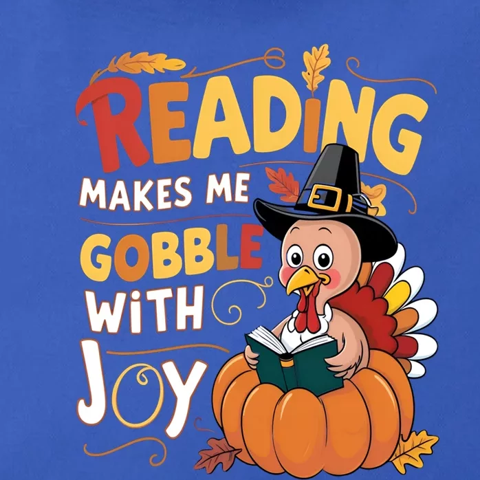 Reading Makes Me Gobble With Joy Funny Turkey Matching Meaningful Gift Zip Tote Bag