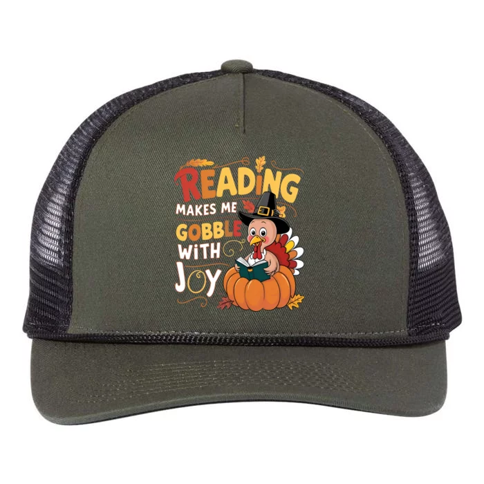 Reading Makes Me Gobble With Joy Funny Turkey Matching Meaningful Gift Retro Rope Trucker Hat Cap