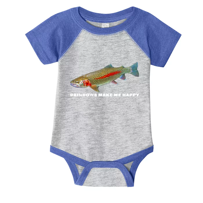 Rainbows Make Me Happy Trout Fishing Gift Infant Baby Jersey Bodysuit