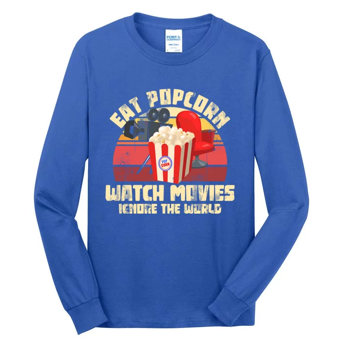 Retro Movie Night Gift Idea Film Food Lover Popcorn Cute Gift Tall Long Sleeve T-Shirt