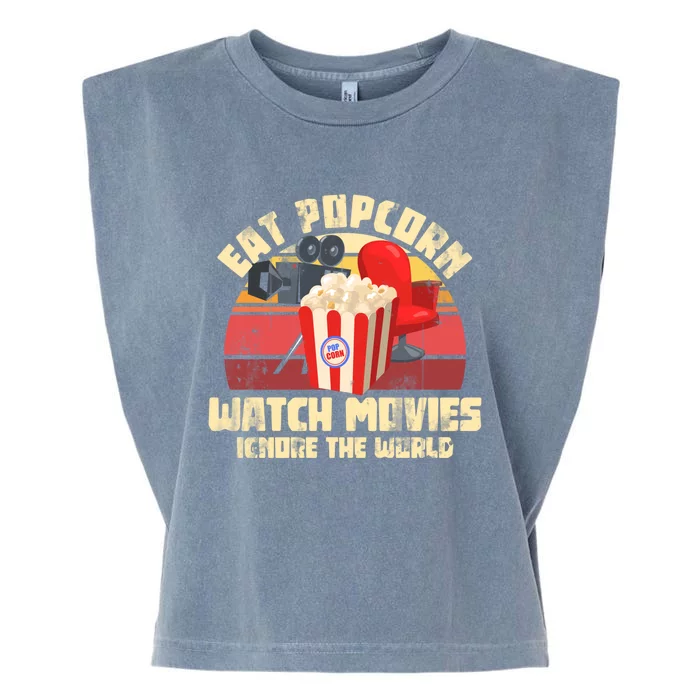 Retro Movie Night Gift Idea Film Food Lover Popcorn Cute Gift Garment-Dyed Women's Muscle Tee