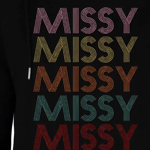 Retro Missy Name Pattern Womens Funnel Neck Pullover Hood