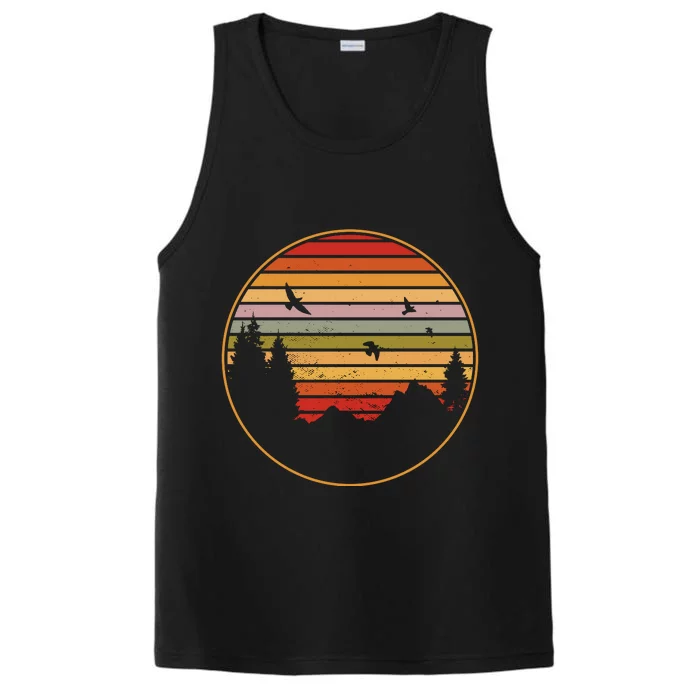 Retro Mountain Nature Sunset Performance Tank