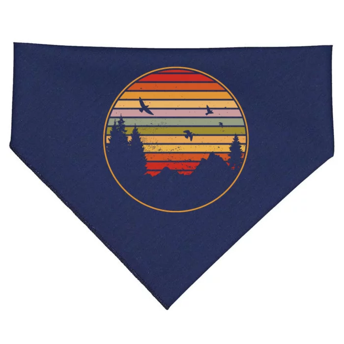 Retro Mountain Nature Sunset USA-Made Doggie Bandana