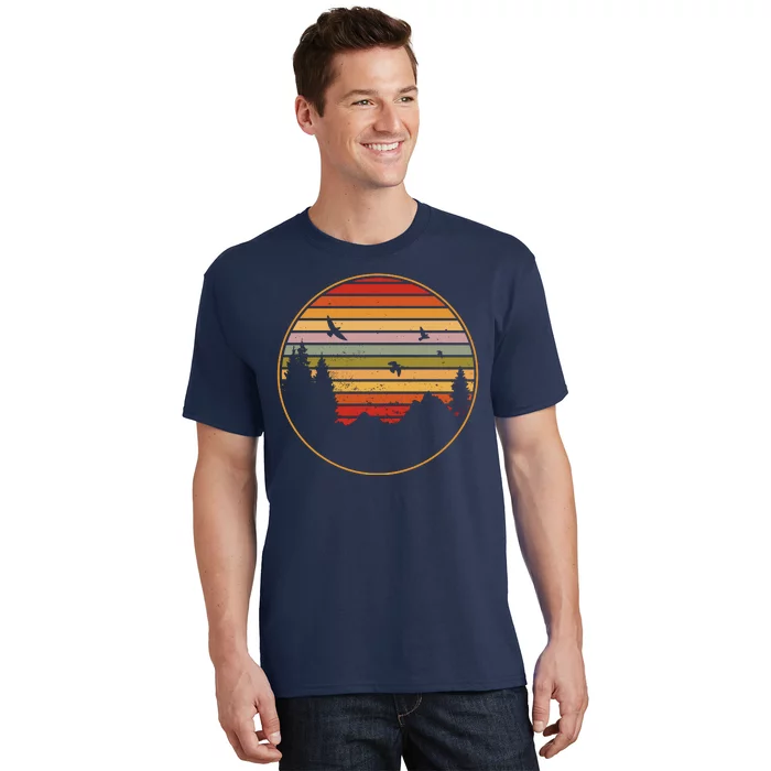 Retro Mountain Nature Sunset T-Shirt