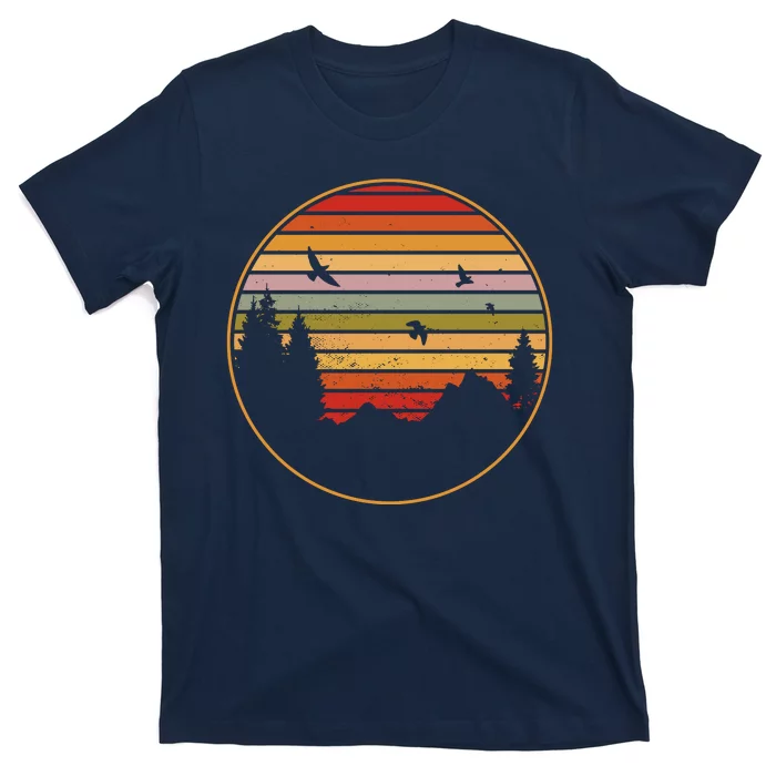 Retro Mountain Nature Sunset T-Shirt