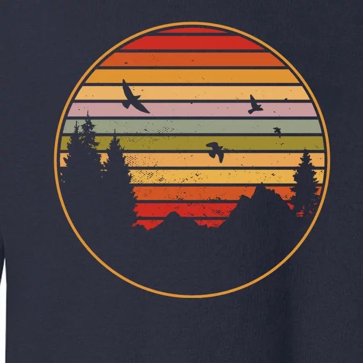 Retro Mountain Nature Sunset Toddler Sweatshirt