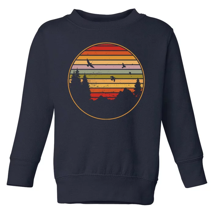 Retro Mountain Nature Sunset Toddler Sweatshirt