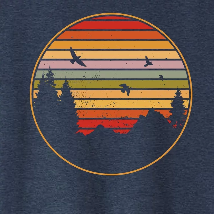 Retro Mountain Nature Sunset Women's Crop Top Tee