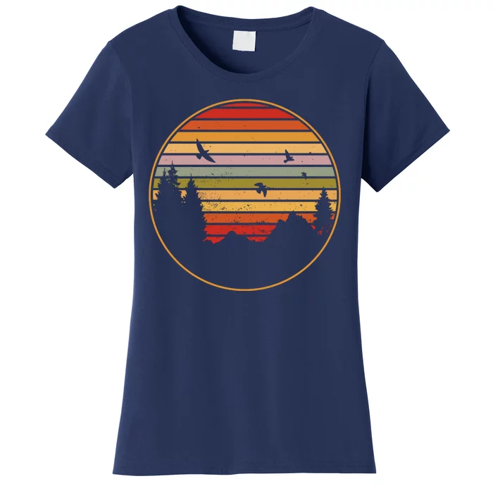 Retro Mountain Nature Sunset Women's T-Shirt