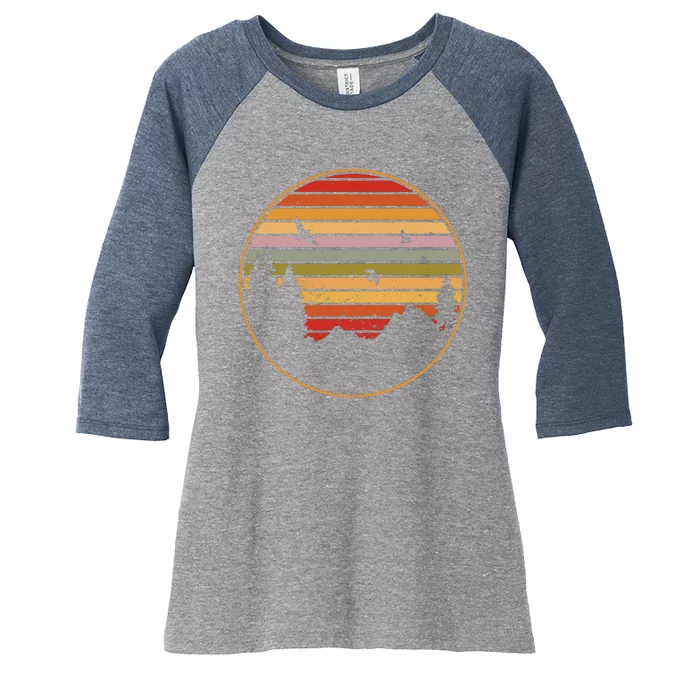 Retro Mountain Nature Sunset Women's Tri-Blend 3/4-Sleeve Raglan Shirt