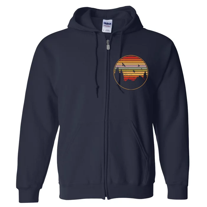 Retro Mountain Nature Sunset Full Zip Hoodie