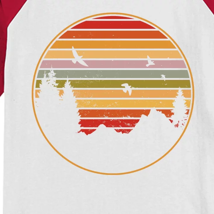 Retro Mountain Nature Sunset Kids Colorblock Raglan Jersey