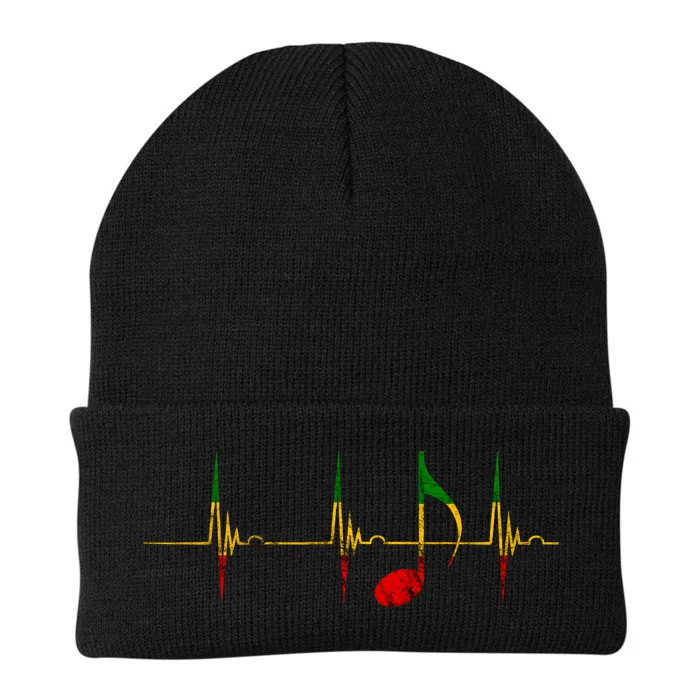 Reggae Music Note Heartbeat Ecg Pulse Rasta Rastafari Knit Cap Winter Beanie