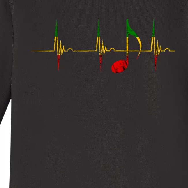 Reggae Music Note Heartbeat Ecg Pulse Rasta Rastafari Baby Long Sleeve Bodysuit