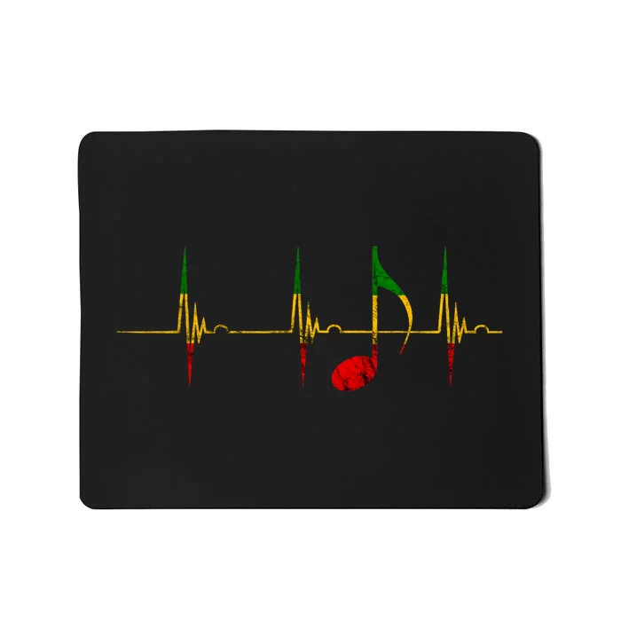 Reggae Music Note Heartbeat Ecg Pulse Rasta Rastafari Mousepad