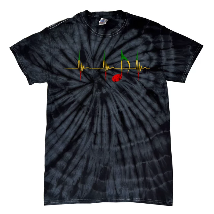 Reggae Music Note Heartbeat Ecg Pulse Rasta Rastafari Tie-Dye T-Shirt