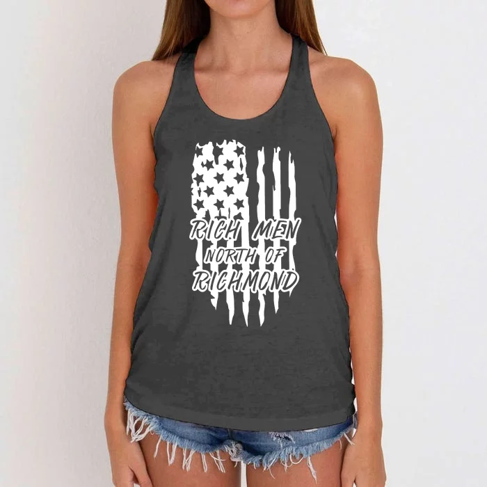 Rich Men North Of Richmond Goochland Country Music USA Flag Women's Knotted Racerback Tank