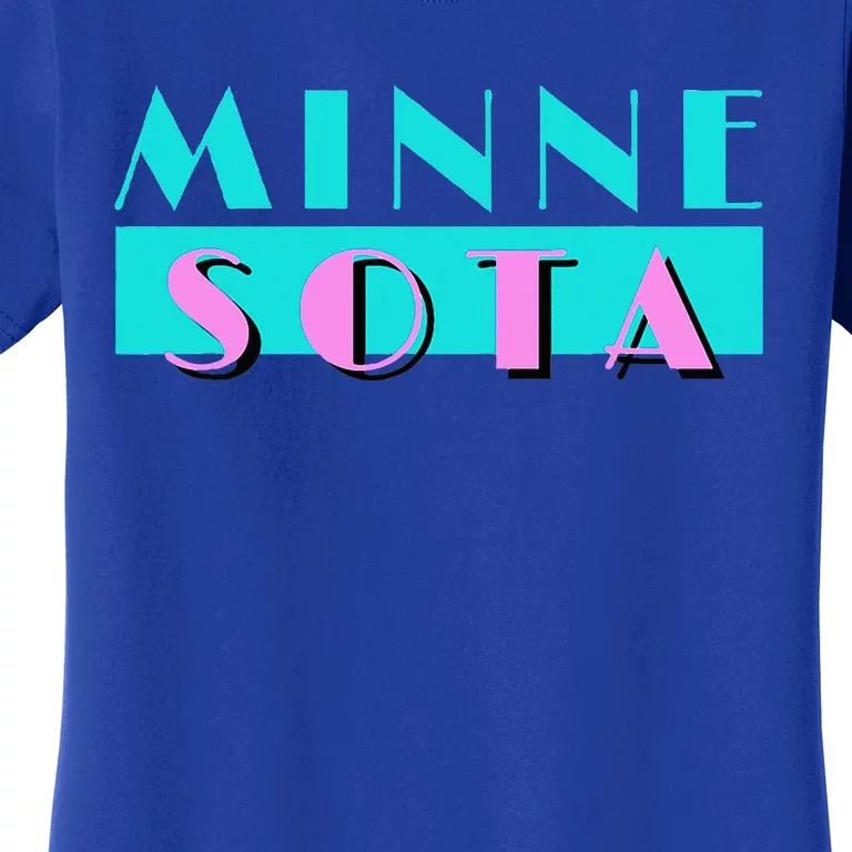 Retro Minnesota Neon Logo Minnesotan Mn State Pride Gift Women's T-Shirt