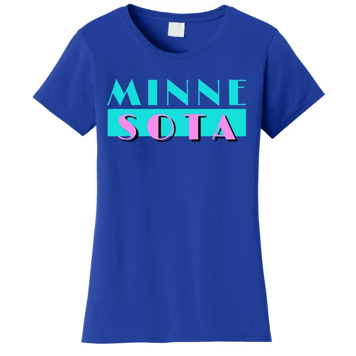 Retro Minnesota Neon Logo Minnesotan Mn State Pride Gift Women's T-Shirt