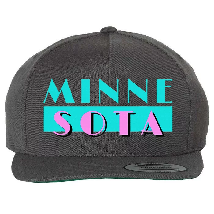 Retro Minnesota Neon Logo Minnesotan Mn State Pride Gift Wool Snapback Cap