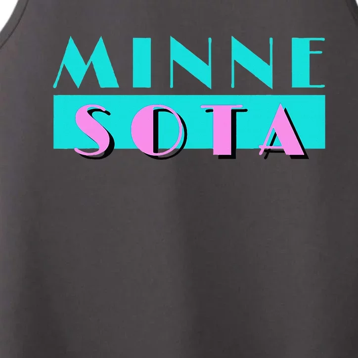 Retro Minnesota Neon Logo Minnesotan Mn State Pride Gift Performance Tank