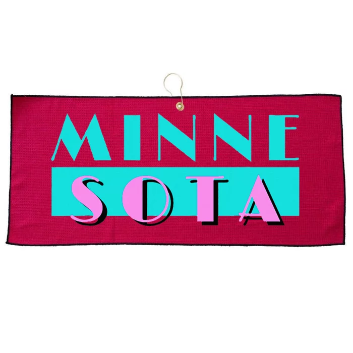 Retro Minnesota Neon Logo Minnesotan Mn State Pride Gift Large Microfiber Waffle Golf Towel