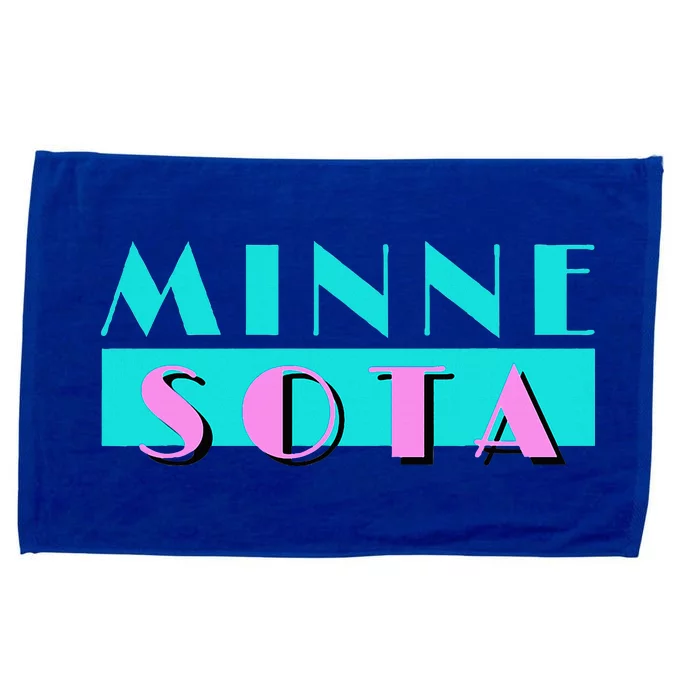 Retro Minnesota Neon Logo Minnesotan Mn State Pride Gift Microfiber Hand Towel