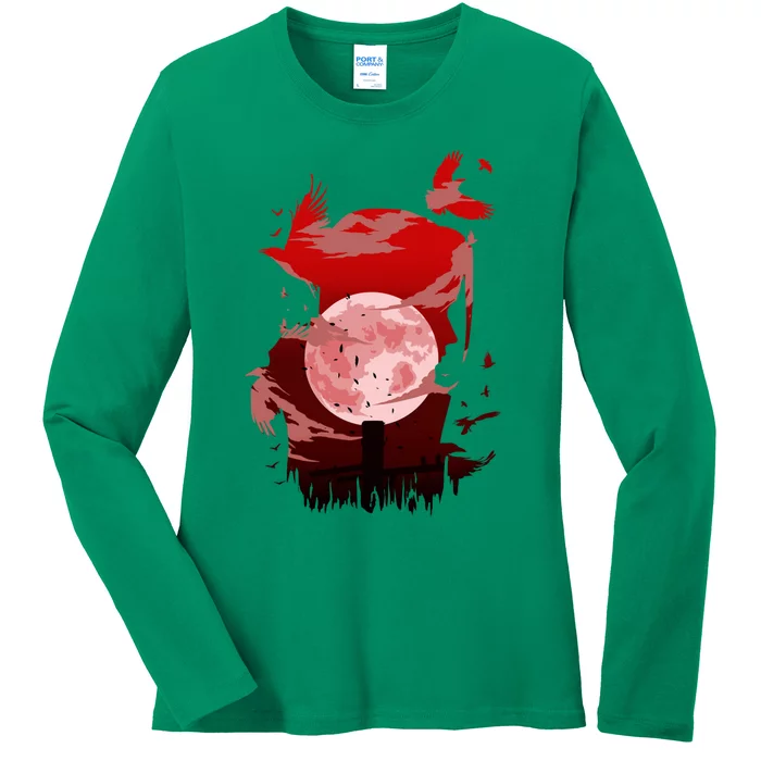 Red Moon Ninja Ladies Long Sleeve Shirt