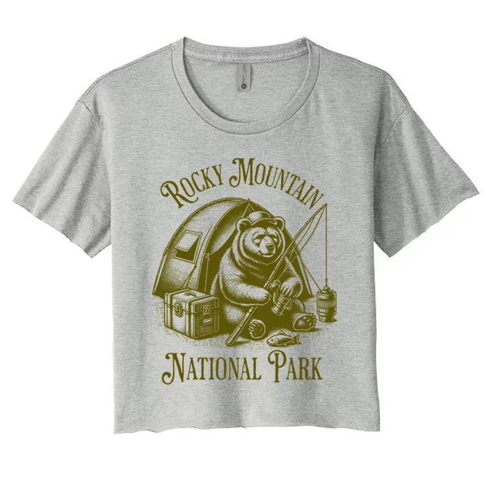 Rocky Mountain National Park Fishing Bear Vacation Souvenir Meaningful Gift Women's Crop Top Tee